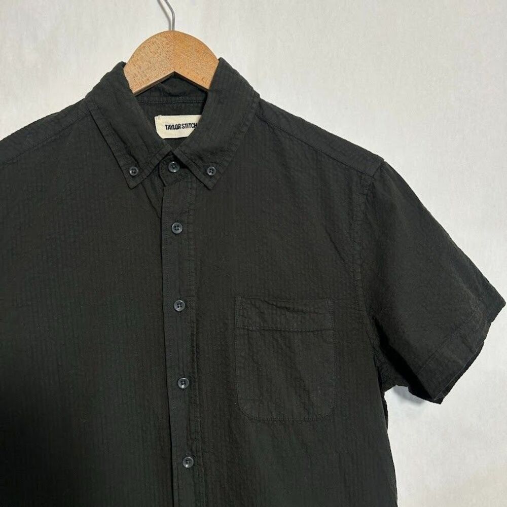 Taylor Stitch The Jack Seersucker Shirt Men XS 36 Faded Black Short Sleeve - Picture 4 of 7